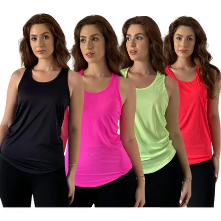 Kit 4 Regatas Femininas Dry Fit Academia Fitness Premium Uv