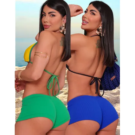 Kit 02 Micro Shorts Empina Bumbum Neon Praia