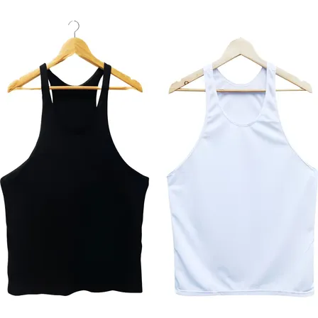Kit 2 Camisetas Regatas Cavada Masculina Lisa Poliéster