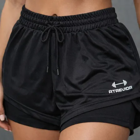 Short 2 Em 1 Academia Feminino Compressão Bolso Interno