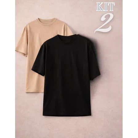 Kit 2 Camisa Over Masculina Algodão Premium Larga Academia