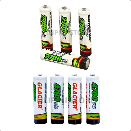 Kit 8 Pilhas Recarregáveis Aa/aaa Longa Duração