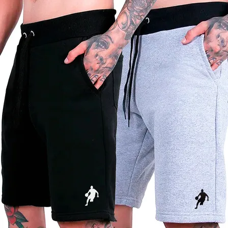 Kit 2 Bermuda Moletom Masculina Academia Treino Plus Size