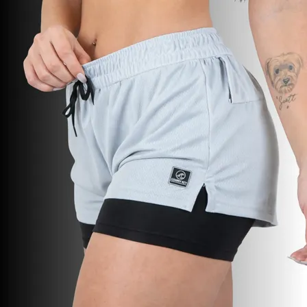 Short Duplo Feminino Academia Fitness Dry Fit Treino Corrida