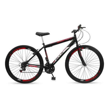 Mountain Bike Ello Bike Aro 26 21 Velocidades V-brakes Preta Vermelha Preto/vermelho