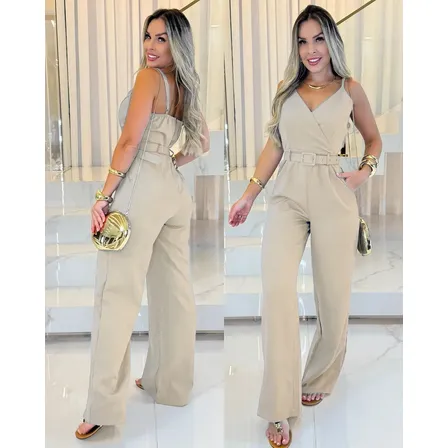 Macacão Longo Feminino Pantalona Alfaiataria Premium Social
