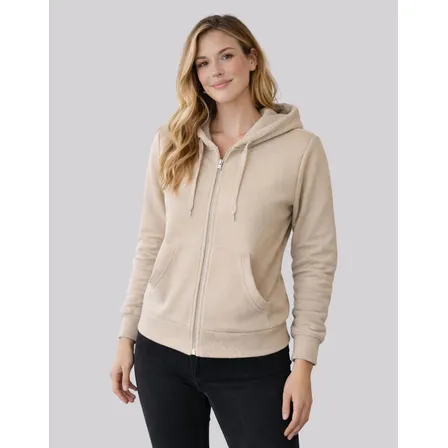 Moletom Blusa Feminino De Capuz Frio Com Zíper Canguru Liso