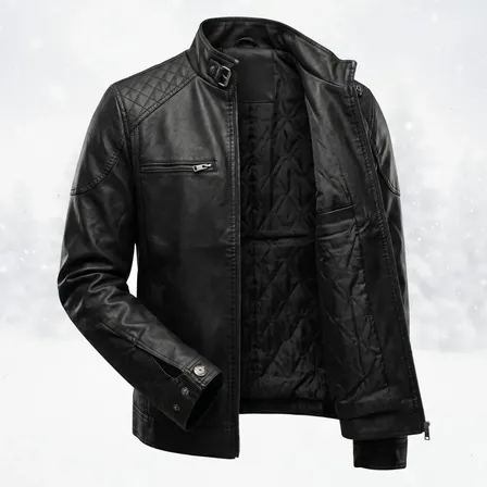 Jaqueta De Couro Masculina Blusa Frio Slim Forrada Inverno