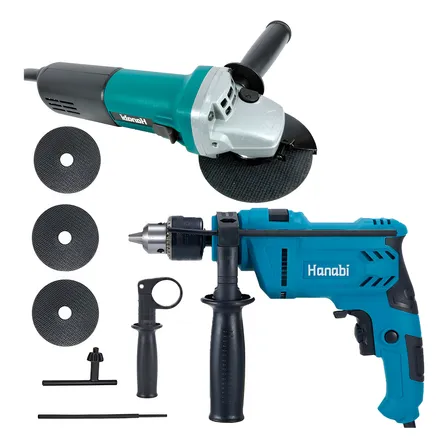 Kit 1 Furadeira Impacto 500w Lixadeira 880w 1 Esmerilhadeira
