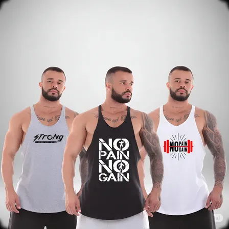 Kit 3 Camiseta Camisa Regata Masculina Blusa Long Musculação