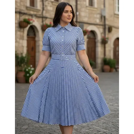 Vestido Moda Evangelica Estampado Manga 3/4 Modesto Botoes