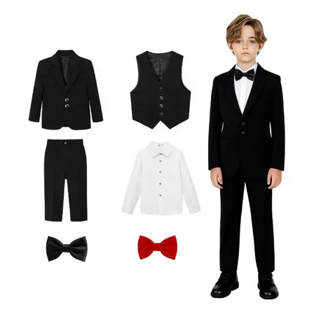 Kit Terno Infantil 6 Peças: Calça+blazer+colete+camisa