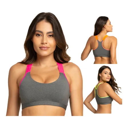Kit 3 Top Fitness Neon Fashion Academia Nadador Frente Dupla