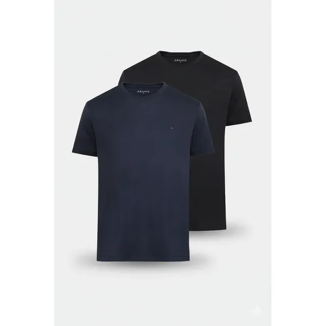 Kit 2 Camisetas Aramis Básicas Preto E Marinho