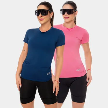 Blusa 2 Camisa Feminina Proteção Uv Academia Manga Curta Kit