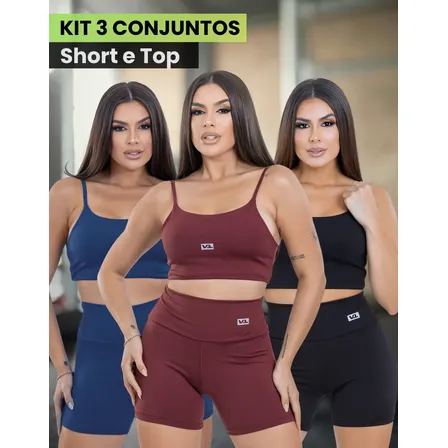 Kit 3 Conjuntos Virginia Academia Zero Transparência Fitness
