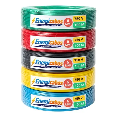 Fio Elétrico 6mm Cabo Energia Flexível 100 Metros 750v