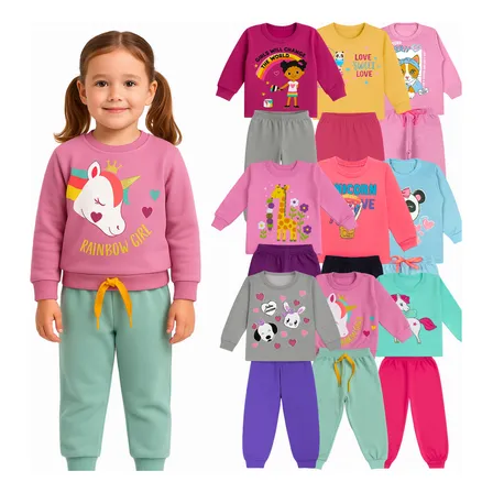 Kit 10 Peças Conjunto Infantil Inverno Menina Moletom Frio