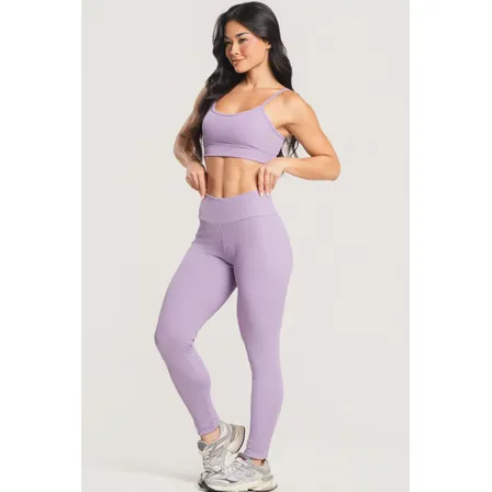 Conjunto De Calça Legging Fitness Canelado Top Academia