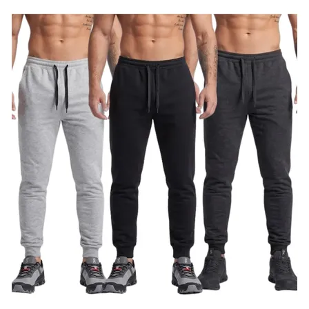 Kit 3 Calça Moletom Jogger Masculina Com Bolso Lisa Conforto
