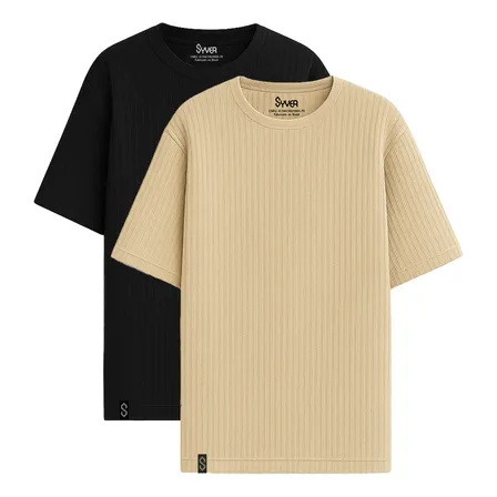 Kit 2 Camisetas Masculina Canelada Camisa Blusa Gola Redonda