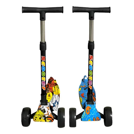 Kit 2 Patinete Triciclo Dobrável Scooter Criança Com Led
