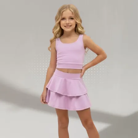 Conjunto Infantil Poliamida Feminino De Academia Top + Short
