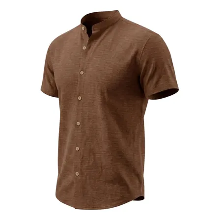 Camisa Masculina Estilo Gola Padre Tecido Dunas Moderna