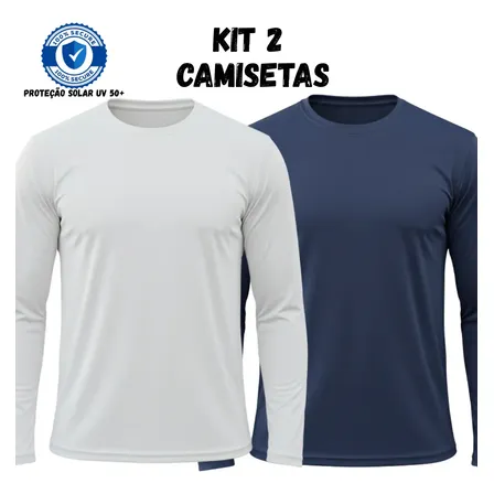 Kit 2 Camisetas Segunda Pele Masculina Com Proteção Uv