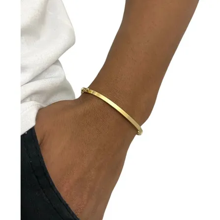 Pulseira Bracelete De Ouro 18k 750 Reto 3mm 3.8g