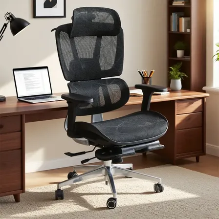 Cadeira De Escritório Office Ergonômica Tela Mesh Cor Cinza