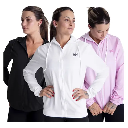 Kit 3 Jaqueta Feminina Esportiva Academia Ultra Leve Fit