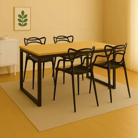 Conjunto 4 Cadeiras Allegras Com Mesa De Tampo Em Mdp