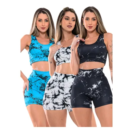 Kit 3 Short Marmorizado Para Treinos Na Academia Caminhada