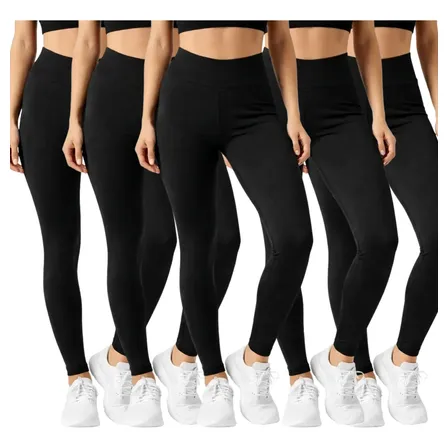 Kit 5 Calça Legging Feminina Preta Confortável Academia Fit