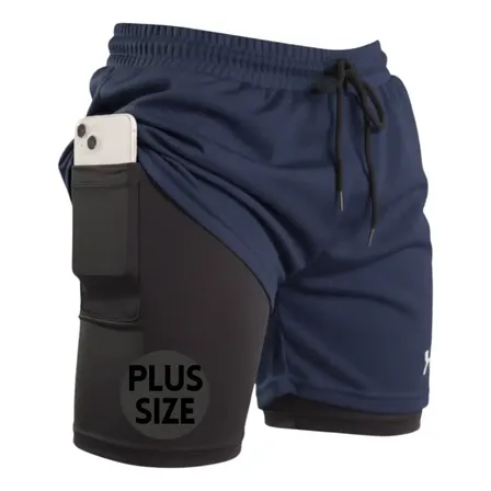 Short Masculino 2 Em 1 Plus Size Academia Compressão Fitness