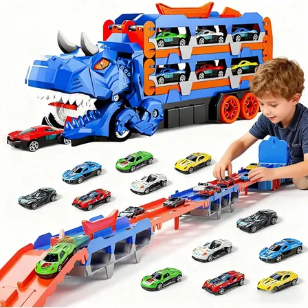 Caminhão De Engolir Dinossauro Transformável Brinquedo 7 Em1