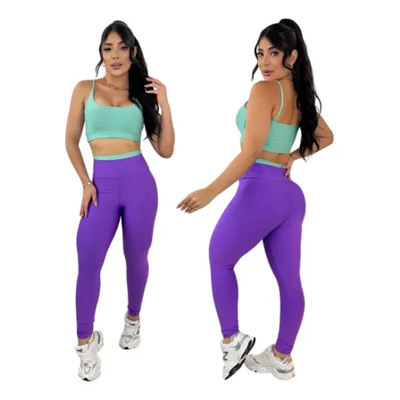 Conjunto Fitness Bicolor Suplex Premium Feminino Academia