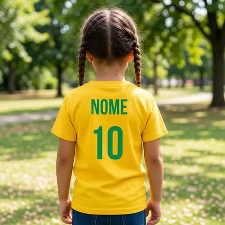 Camiseta Infantil Brasil Copa Seleção Personalizada Nome/ N°