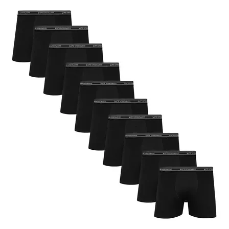Kit Com 10 Cuecas Boxer Algodão Adulto Lupo