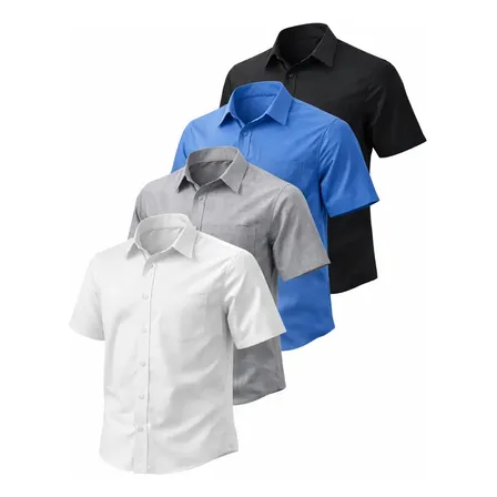 Kit 4 Camisa Social Masculina Manga Curta Casual Prando