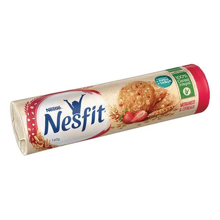 Biscoito Integral Morango & Cereais Nesfit Pacote 160g