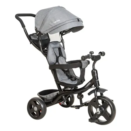 Triciclo Infantil 2 Em 1 Giratório 360º Kiddo Cor Cinza