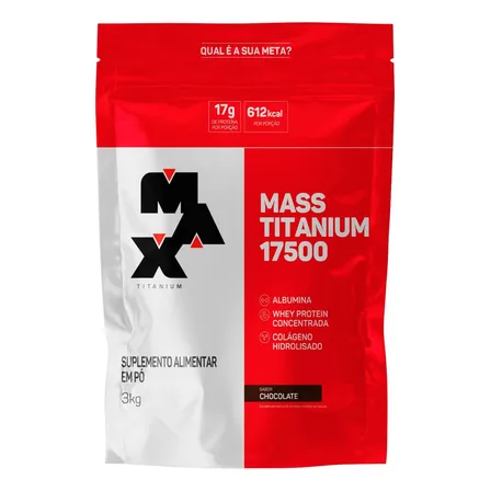 Hipercalórico Mass Titanium 17500 3kg - Max Titanium Sabor Chocolate