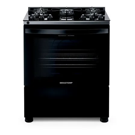 Fogão Brastemp BFS5VCE 5 Bocas Preto Com Mesa de Vidro e Turbo Chama