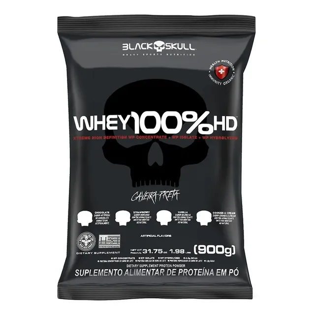 Whey Protein 100% Hd Pouch 900g Black Skull Baunilha