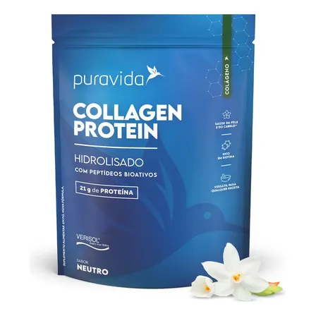Collagen Protein Neutro 450ml Puravida Sabor Puro