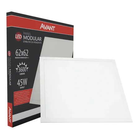Painel Led Modular 62cm 45w 6500k Embutir Ou Pendente Avant Estrutura Branco 127/220v