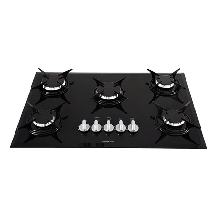 Cooktop Britânia BCT5P 5 Bocas a Gás Preto de Embutir Bivolt