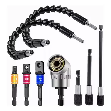 Kit 9 Adaptador Angular Extensor Flexível Soquete Universal